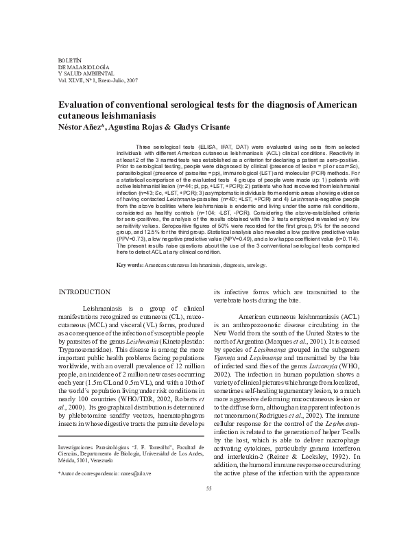 (PDF) Evaluation of conventional serological tests for the diagnosis of ...