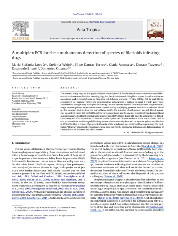 (PDF) A multiplex PCR for the simultaneous detection of species of ...