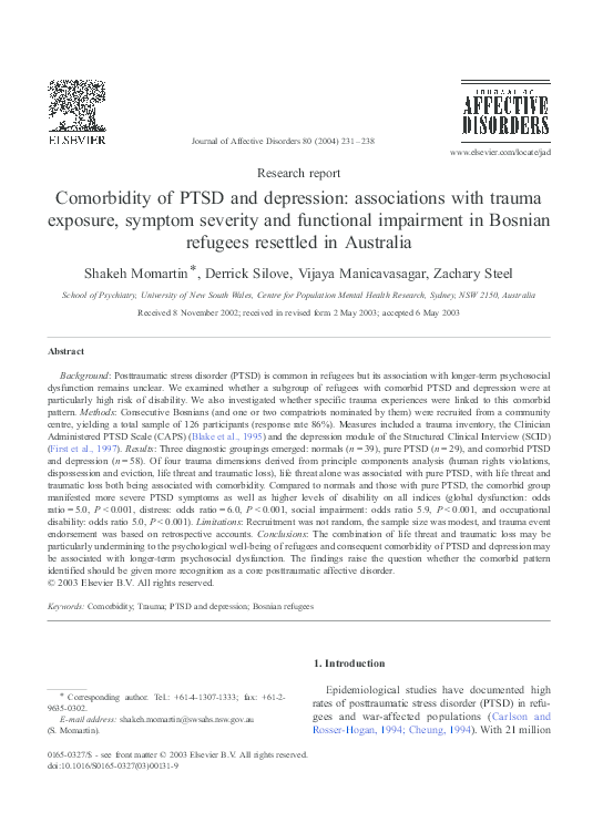 (PDF) Comorbidity of PTSD and depression: associations with trauma ...