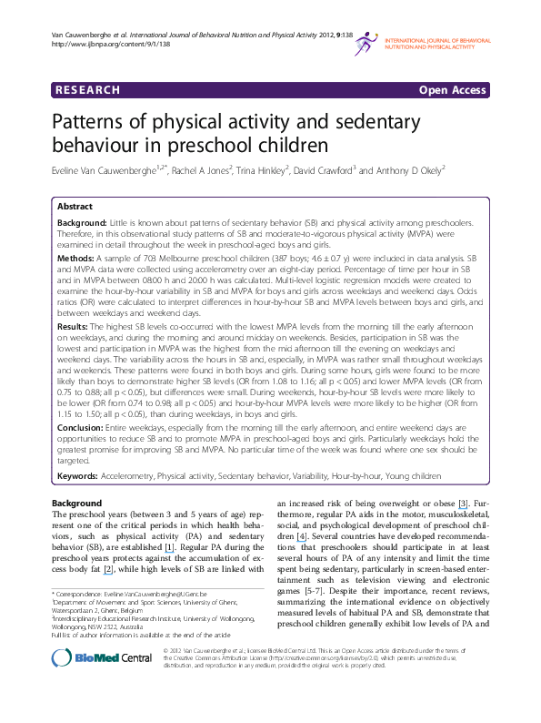 (PDF) Patterns of physical activity and sedentary behaviour in ...