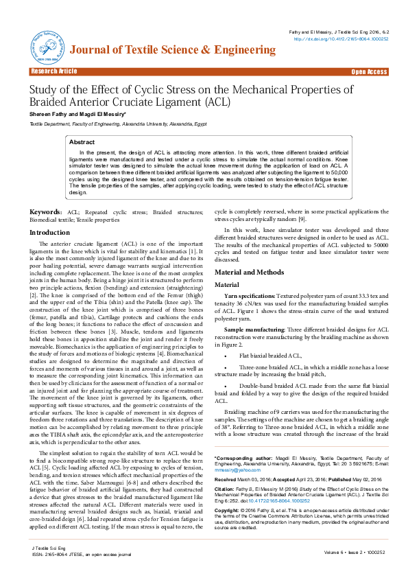 (PDF) Study of the Effect of Cyclic Stress on the Mechanical Properties of