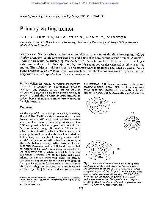 Primary Writing Tremor