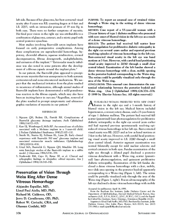 (PDF) Preservation of vision through Weiss ring after dense vitreous ...