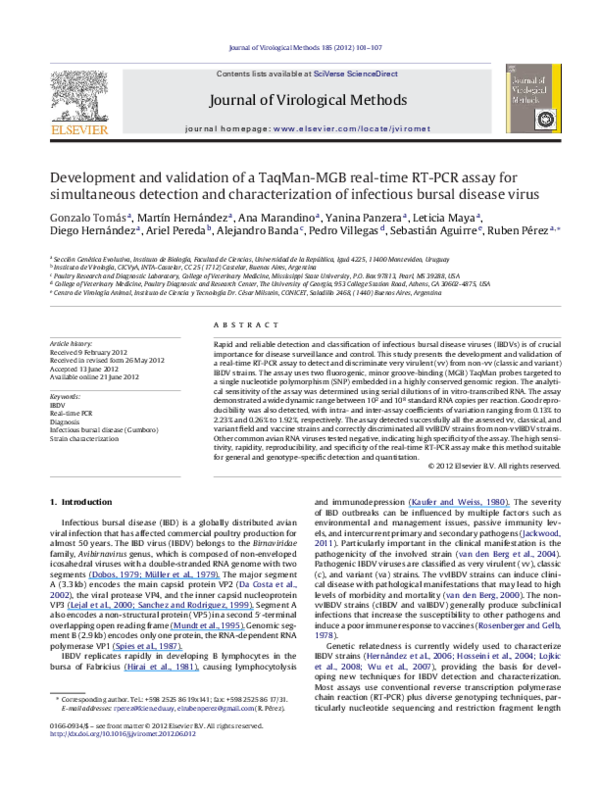 (PDF) Development and validation of a TaqMan-MGB real-time RT-PCR assay ...
