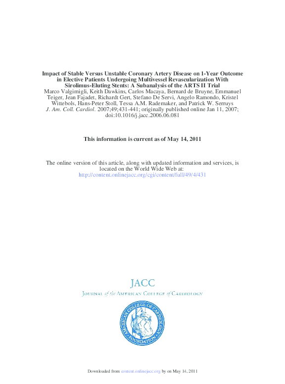 (PDF) Impact of stable versus unstable coronary artery disease on 1 ...