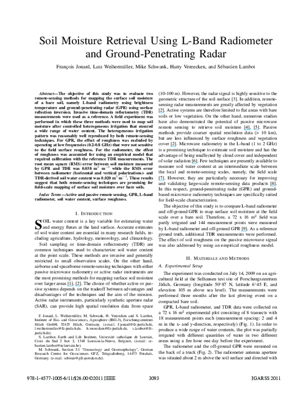 (PDF) Soil moisture retrieval using L-band radiometer and ground ...