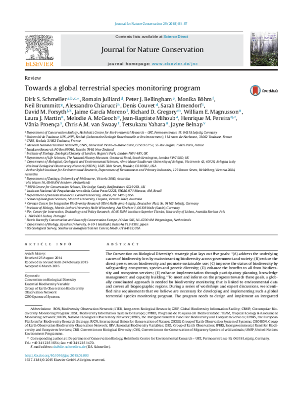 Towards a global terrestrial species monitoring program