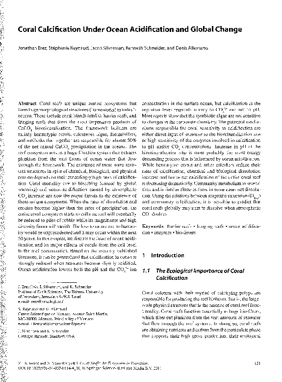 (PDF) Coral Calcification Under Ocean Acidification and Global Change