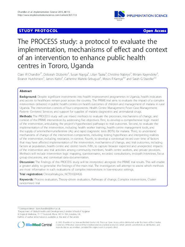(PDF) The PROCESS study: a protocol to evaluate the implementation ...
