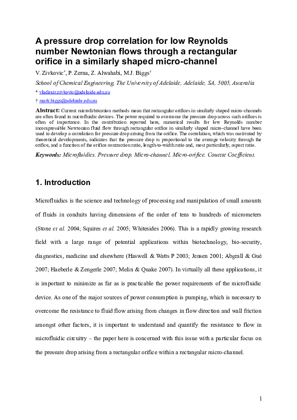 (DOC) A pressure drop correlation for low Reynolds number Newtonian ...