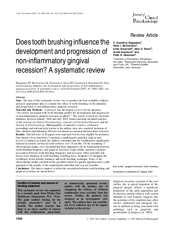 (PDF) Does tooth brushing influence the development and progression of noninflammatory gingival