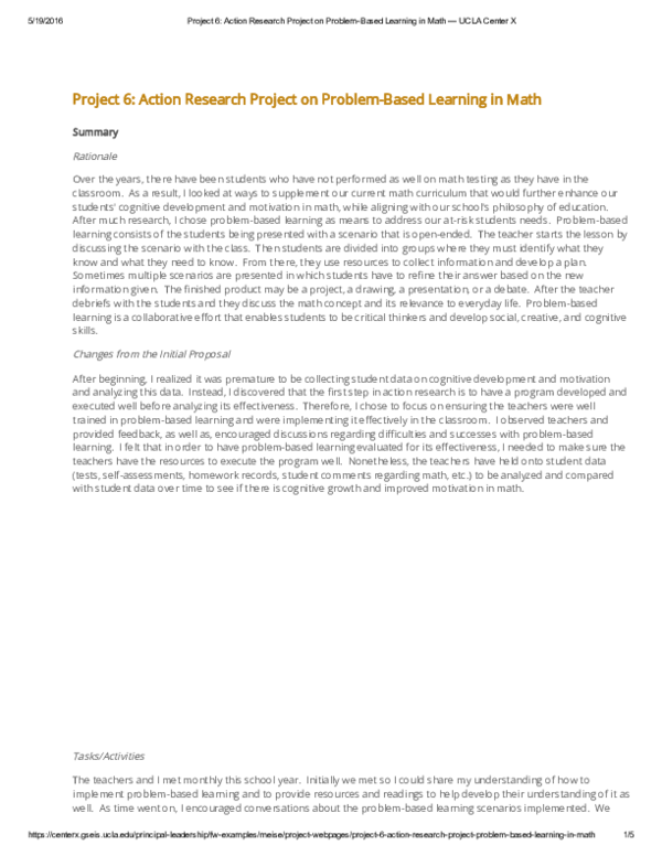 (PDF) Project 6: Action Research Project on Problem­Based Learning in ...