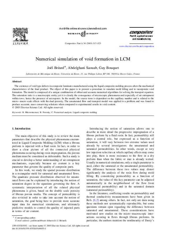 (PDF) Numerical simulation of void formation in LCM