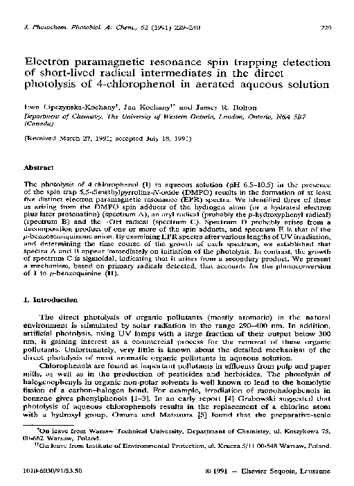 (PDF) Electron paramagnetic resonance spin trapping detection of short ...