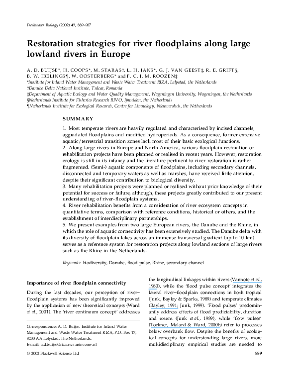 Pdf Restoration Strategies For River Floodplains Along Large Lowland