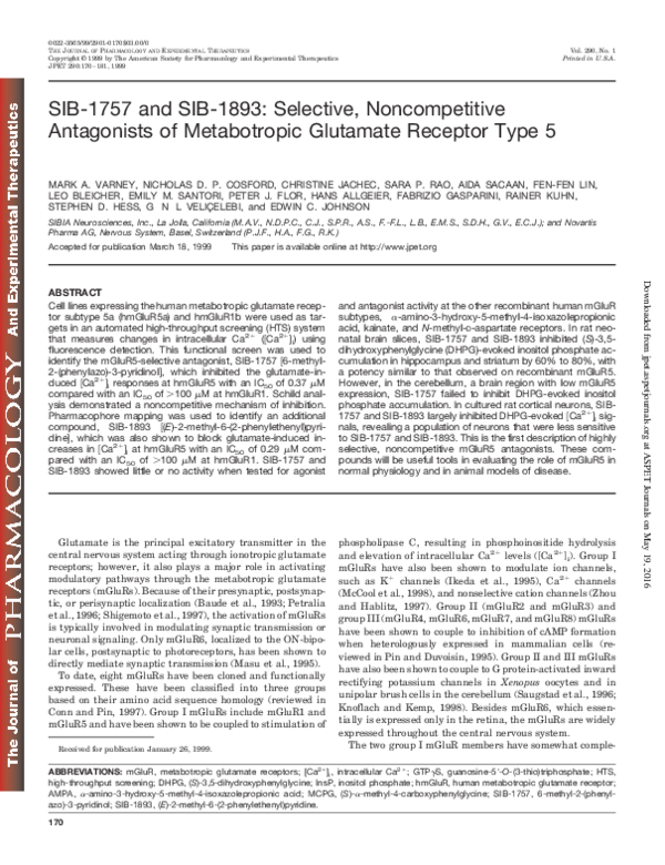 (PDF) SIB1757 and SIB1893 selective, antagonists of