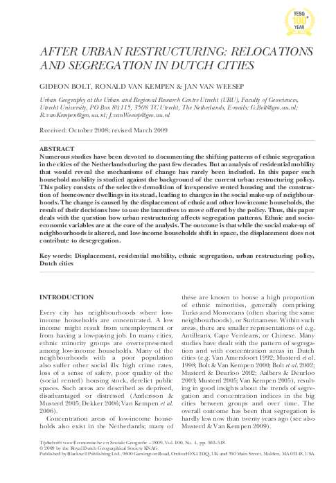 (PDF) AFTER URBAN RESTRUCTURING: RELOCATIONS AND SEGREGATION IN DUTCH ...