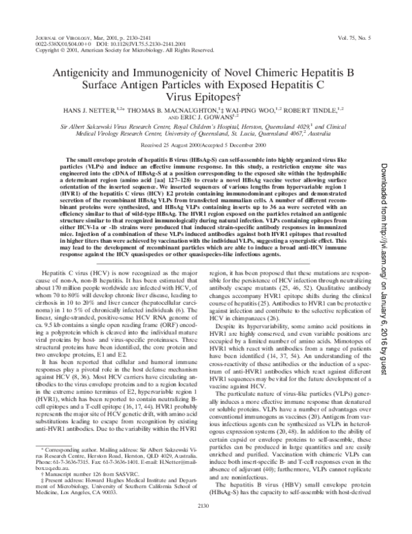 (PDF) Antigenicity and Immunogenicity of Novel Chimeric Hepatitis B ...