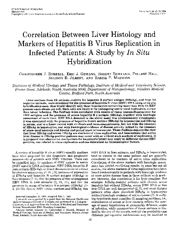 (PDF) Correlation Between Liver Histology and Markers of Hepatitis B ...