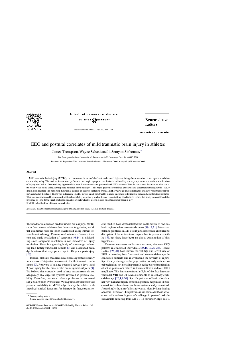 (PDF) EEG and postural correlates of mild traumatic brain injury in ...