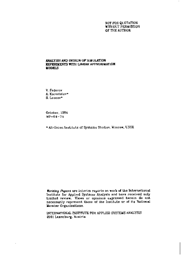 (PDF) Analysis and Design of Simulation Experiments with Linear ...