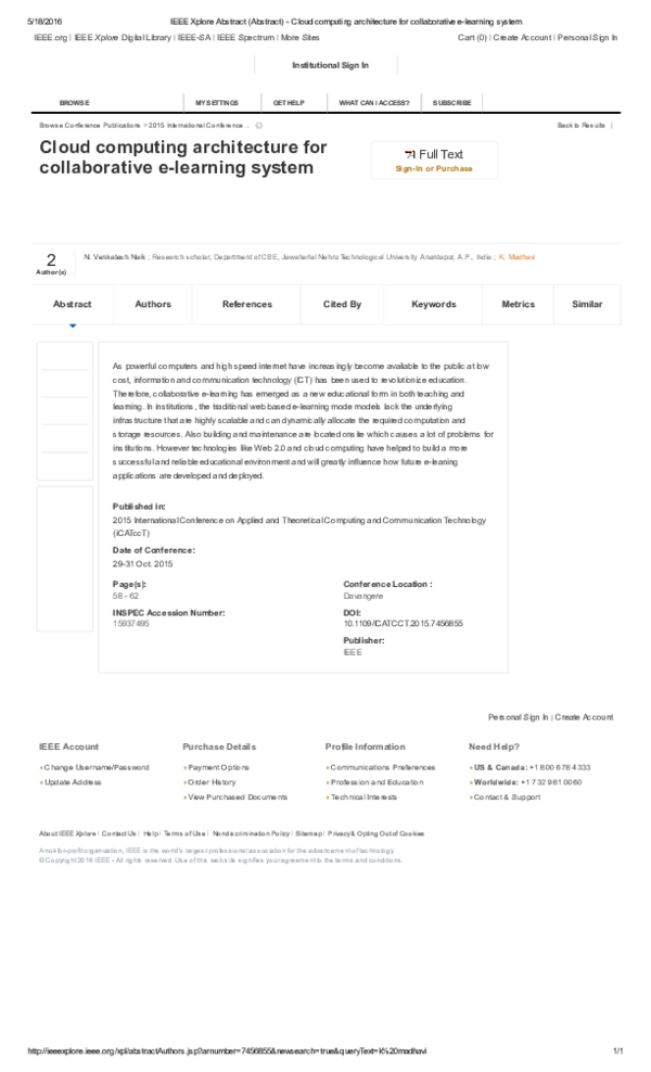 (PDF) Cloud computing architecture for collaborative elearning system
