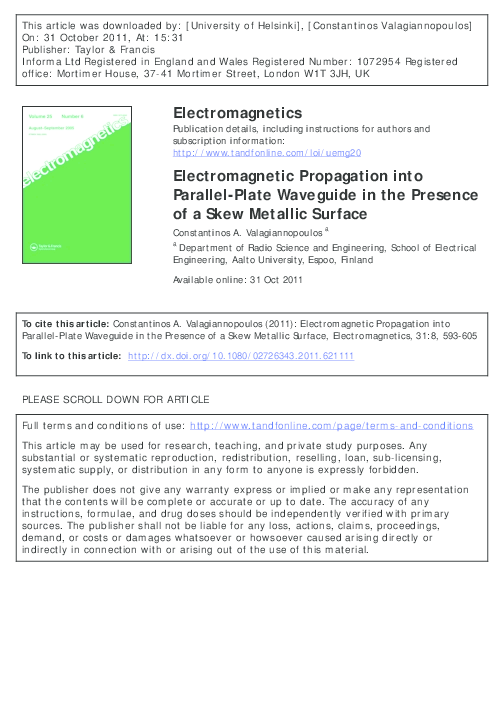 Electromagnetic propagation into parallel-plate waveguide in the ...