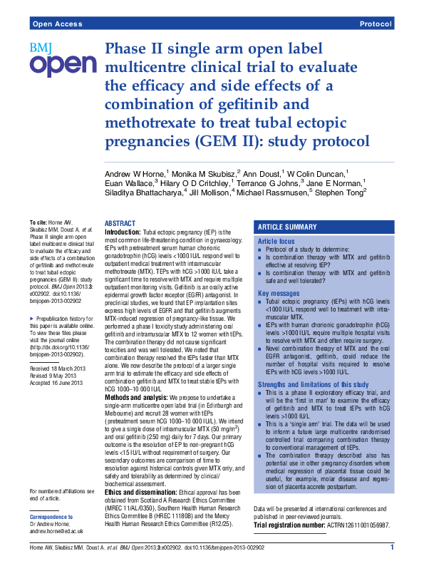 (PDF) Phase II single arm open label multicentre clinical trial to ...