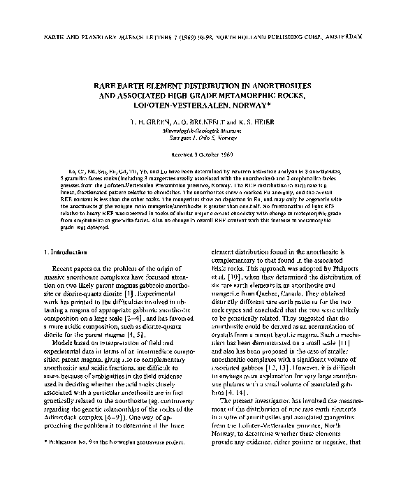 (PDF) Rare earth element distribution in anorthosites and associated ...