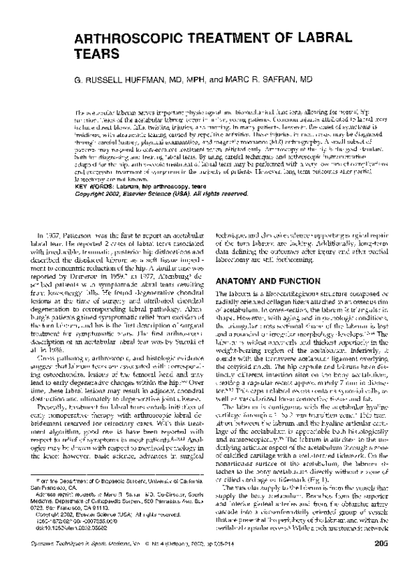 (PDF) Arthroscopic treatment of labratears