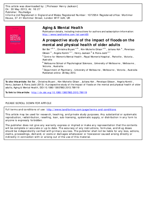(PDF) A prospective study of the impact of floods on the mental and ...
