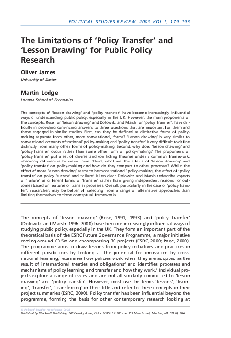 (PDF) The Limitations of 'Policy Transfer' and 'Lesson Drawing' for ...