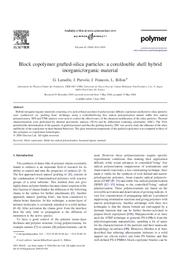 (PDF) Block copolymer grafted-silica particles: a core/double shell ...