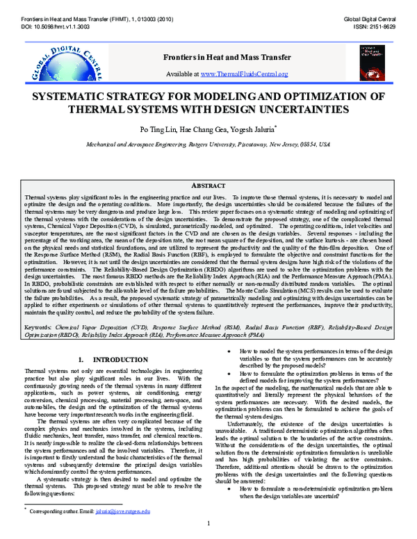 (PDF) Systematic Strategy for Modeling and Optimization of Thermal ...