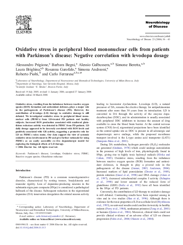 (PDF) Oxidative stress in peripheral blood mononuclear cells from ...