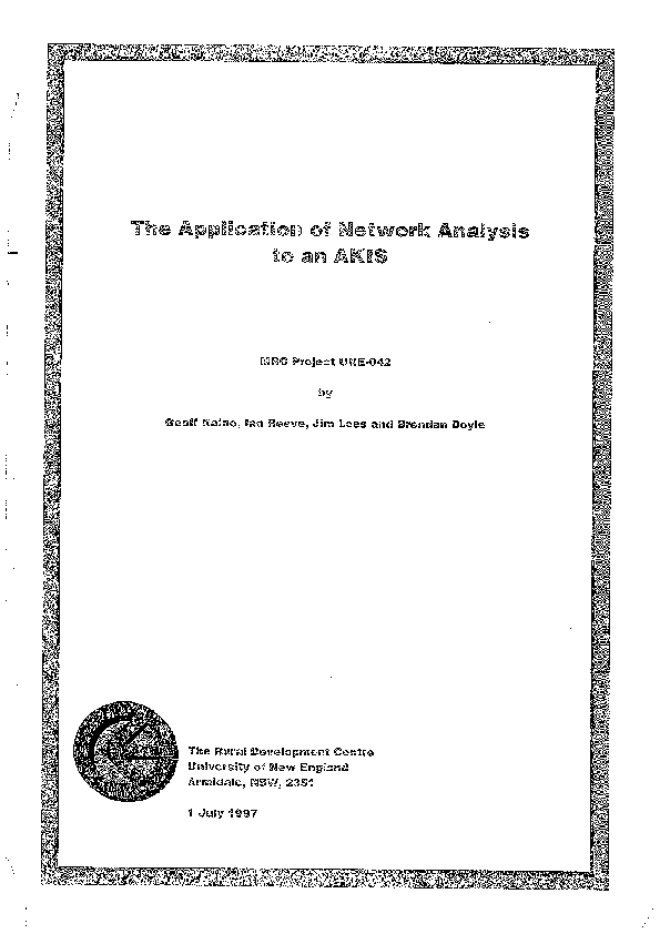 (PDF) Agricultural Knowledge and Information Systems: A Network Analysis