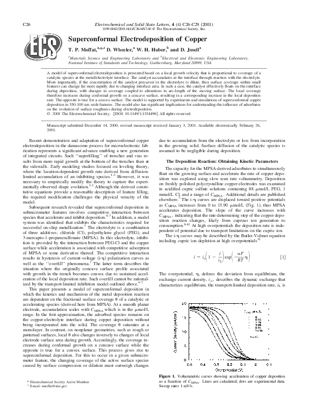 (PDF) Superconformal Electrodeposition of Copper