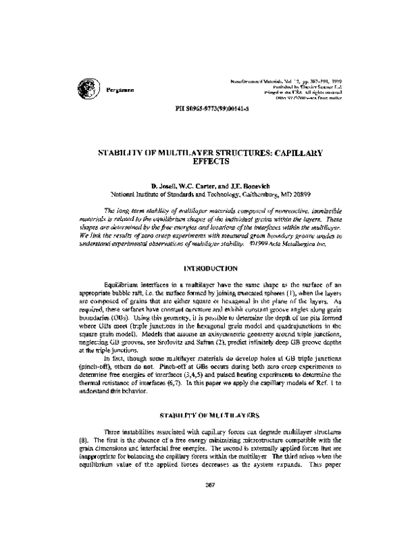 (PDF) Stability of multilayer structures: Capillary effects