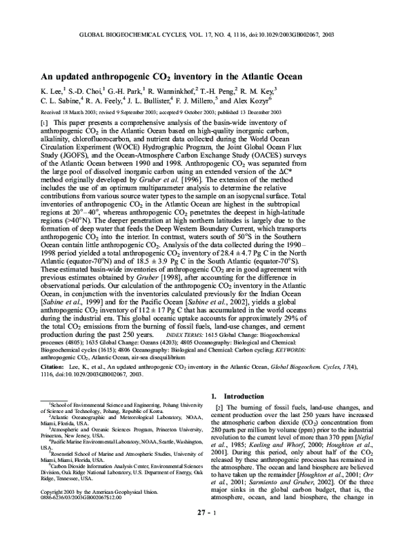 (PDF) An updated anthropogenic CO 2 inventory in the Atlantic Ocean