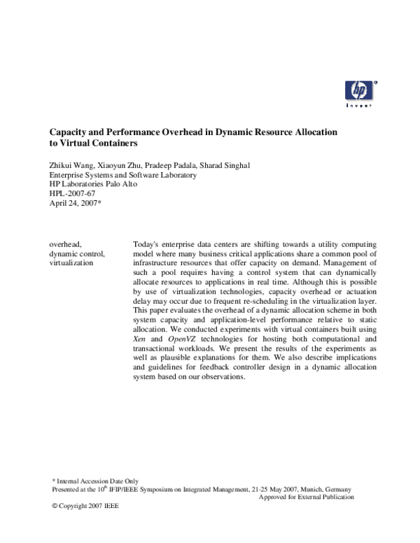 (PDF) Capacity and Performance Overhead in Dynamic Resource Allocation ...