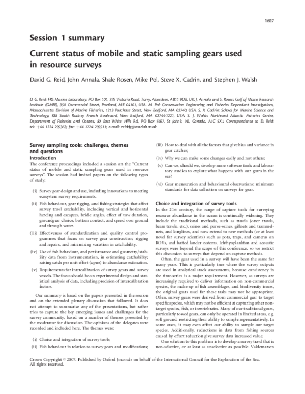 (PDF) Current status of mobile and static sampling gears used in ...