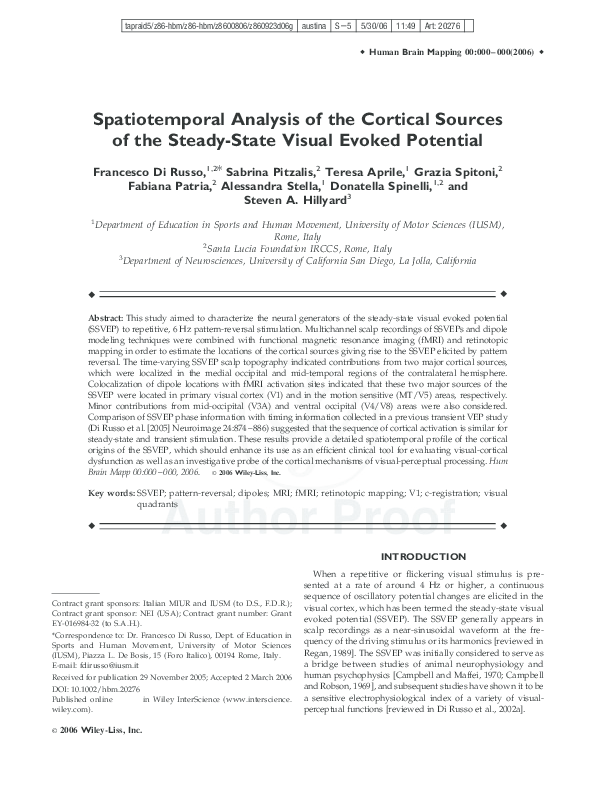 (PDF) Spatiotemporal analysis of the cortical sources of the steady ...