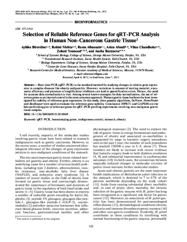(PDF) Selection of reliable reference genes for qRT-PCR studies on ...