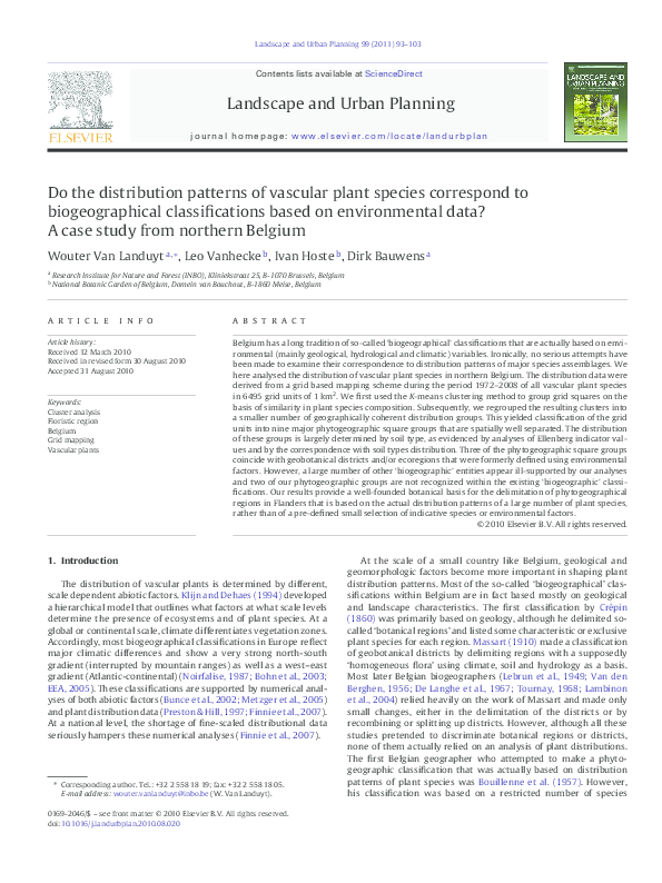 (PDF) Do the distribution patterns of vascular plant species correspond ...