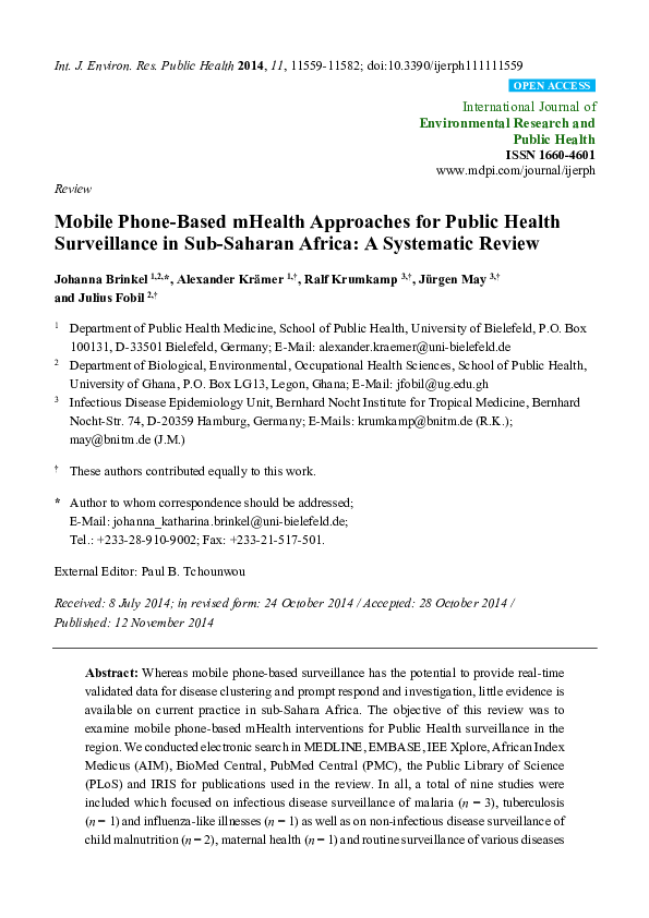(PDF) Mobile Phone-Based mHealth Approaches for Public Health ...
