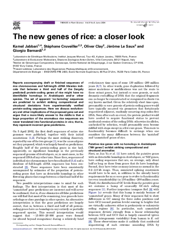 (PDF) The new genes of rice: a closer look