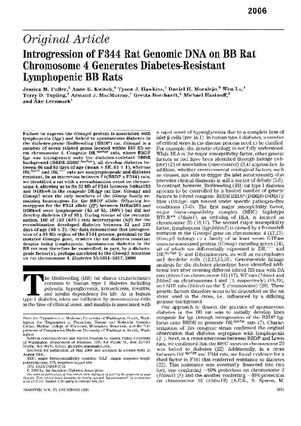 (PDF) Introgression of F344 Rat Genomic DNA on BB Rat Chromosome 4 ...