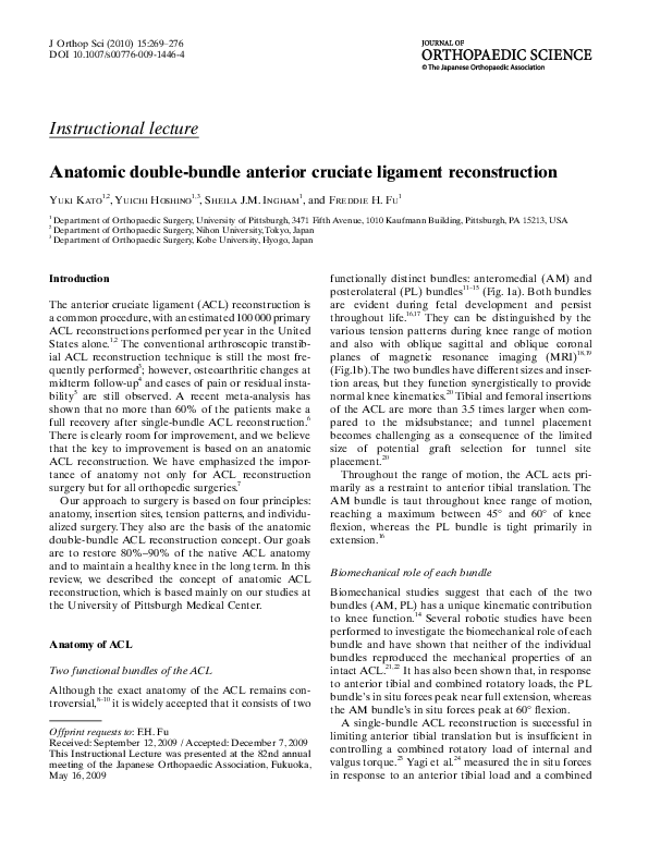 (PDF) Anatomic Single and DoubleBundle Anterior Cruciate Ligament