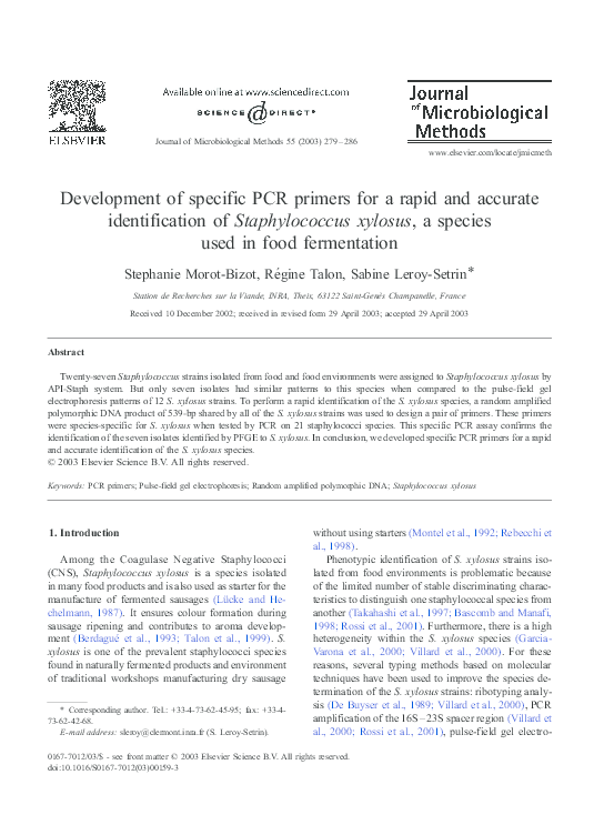 (PDF) Development of specific PCR primers for a rapid and accurate ...