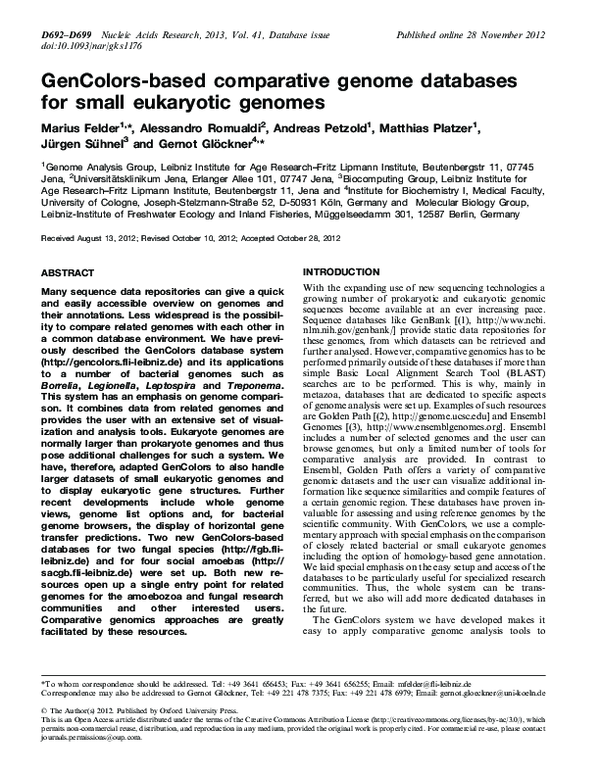 (PDF) GenColors-based comparative genome databases for small eukaryotic ...